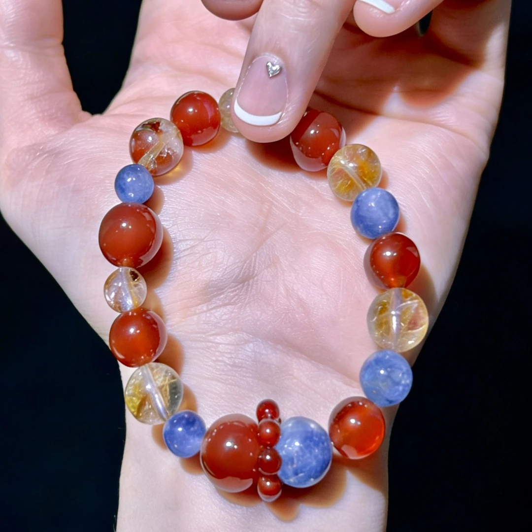 【Selene专属】「梦华录」蓝晶石➕黄塔晶➕红玛瑙  天然水晶手串手链款