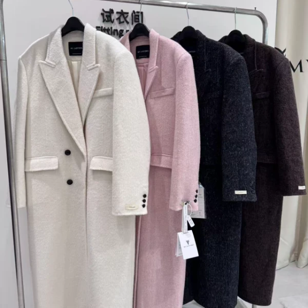 专属秘鲁进口羊驼混色时尚设计师气质百搭秋冬毛呢中长款大衣