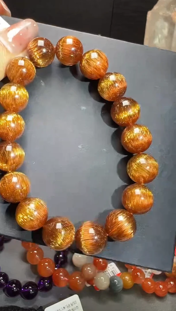 水晶手串未镶嵌铜发晶手串12m+ JP50014 宋