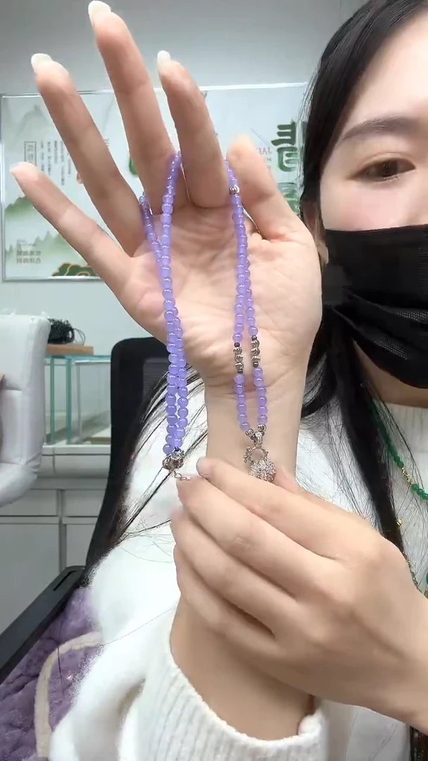 颈饰未镶嵌翡翠紫银色毛衣链