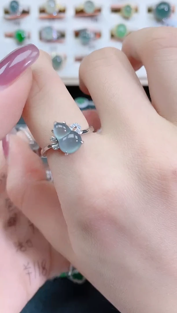 银S925镶嵌戒指翡翠天然翡翠