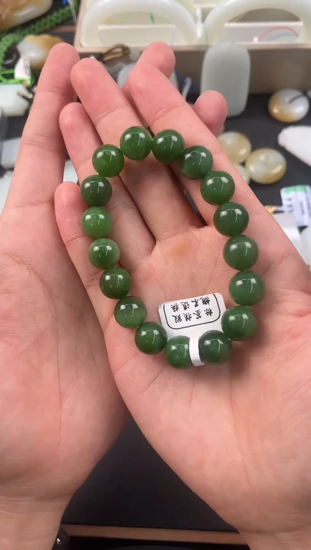 手串未镶嵌和田玉新疆碧玉手串卡12微色差