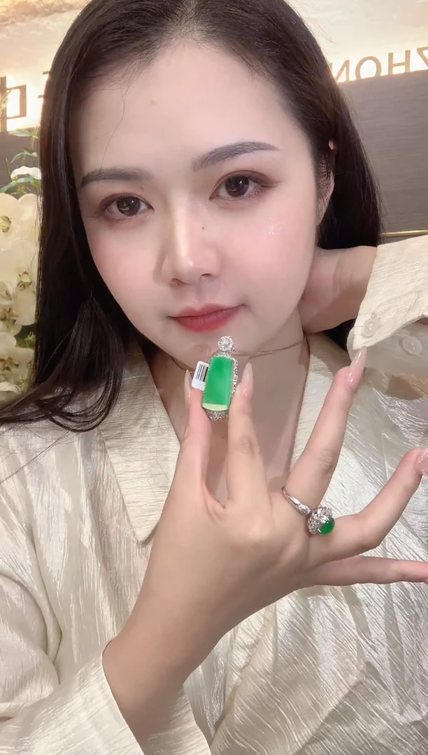 吊坠(不含链)18K金镶嵌翡翠D48