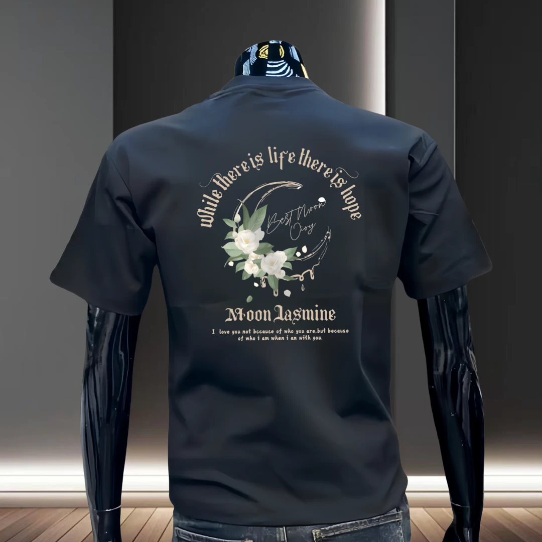 男士复古时尚印花夏季短袖T恤衫宽松纯棉潮流百搭休闲圆领上衣男