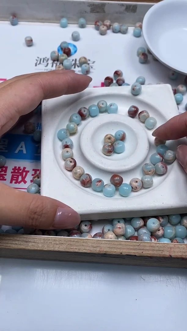玛瑙/玉髓散珠未镶嵌B738 寿山 石7*8mm30个15元