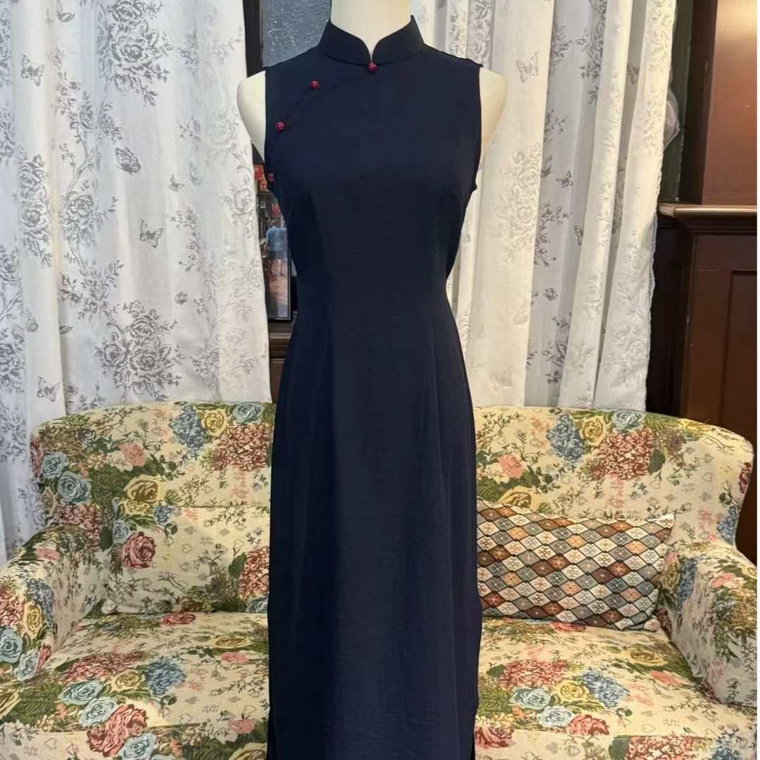 锦笙 |三色123cm复古风无袖旗袍2春季新款日常穿改良新中式年轻款