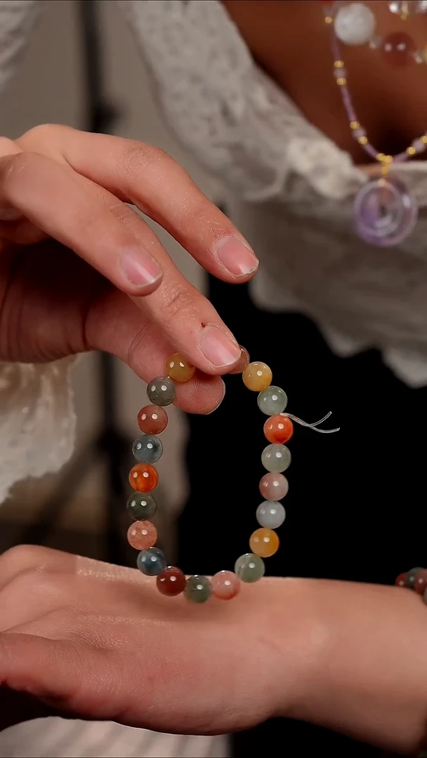 水晶摆件未镶嵌天然彩兔毛水晶手链