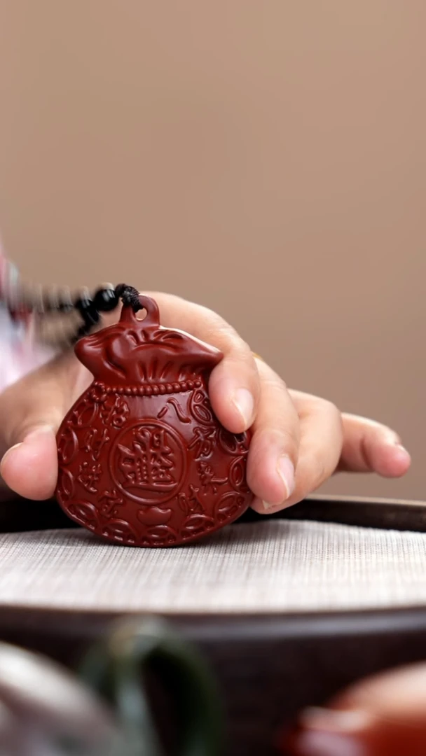茶壶紫砂朱泥福袋手把件
