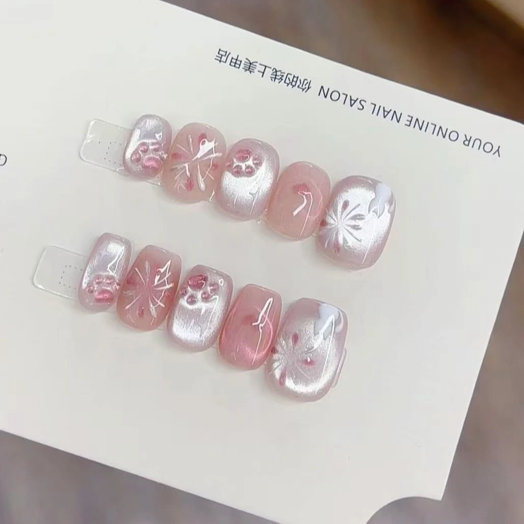 现货【玛丽】纯手工穿戴甲美甲穿戴光疗甲冰透渐变流行纯欲流行