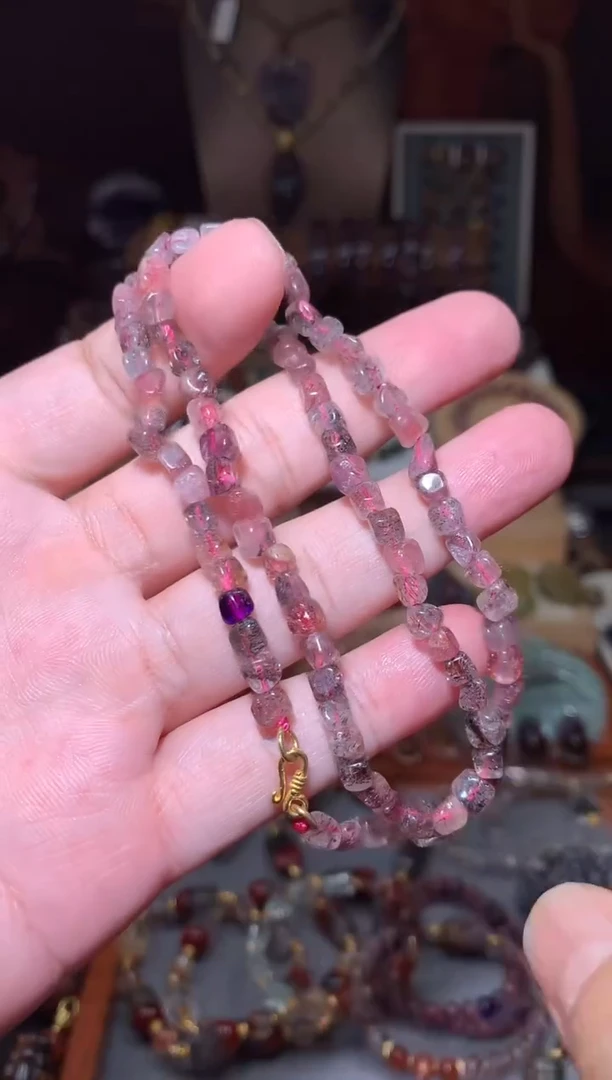 水晶珠宝半成品未镶嵌超七方糖项链，多样性发其一