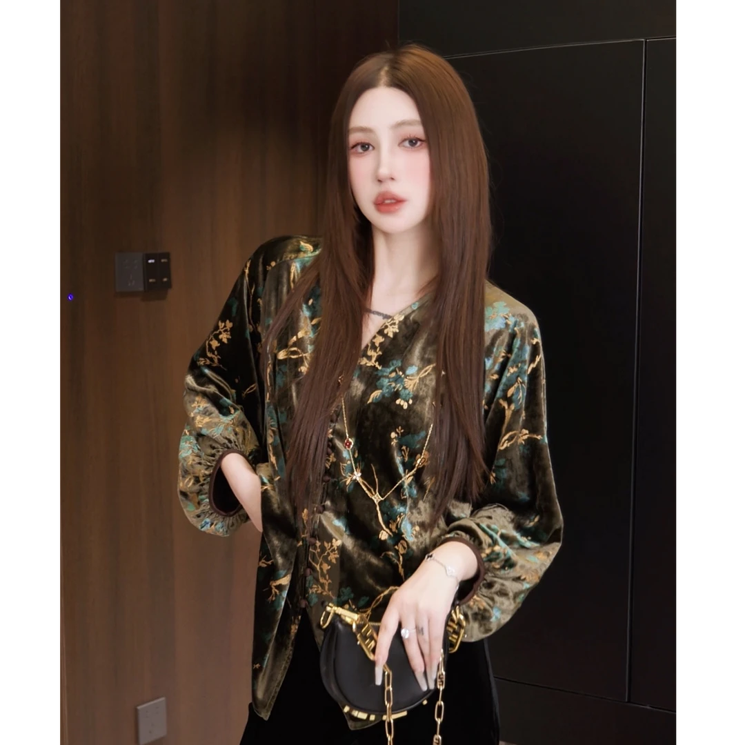 G. yantong/郭彦彤定制轻奢灯笼袖衬衫上衣新中式秋款显瘦DD1214