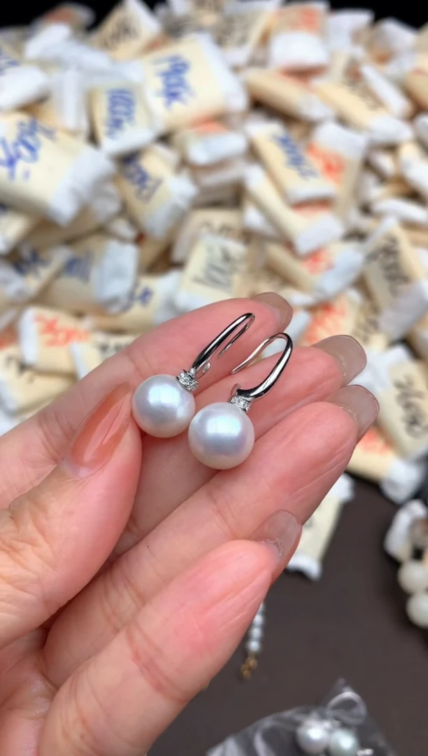 银S925镶嵌耳饰淡水珍珠多样性发货（发一对）