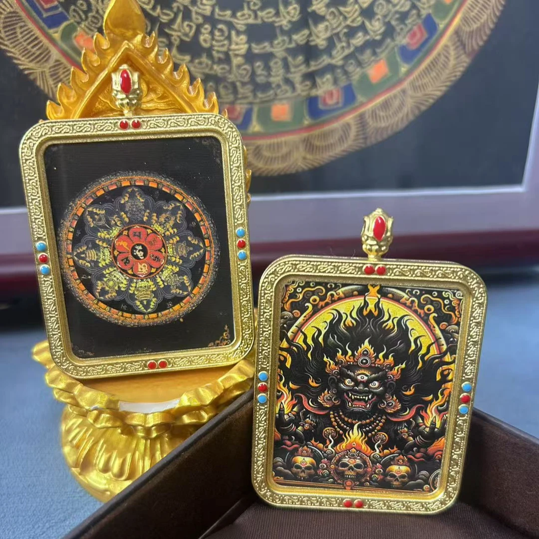 黑财神唐卡西藏真品纯手工描金唐卡六字真言黑c双面唐卡偏财横财