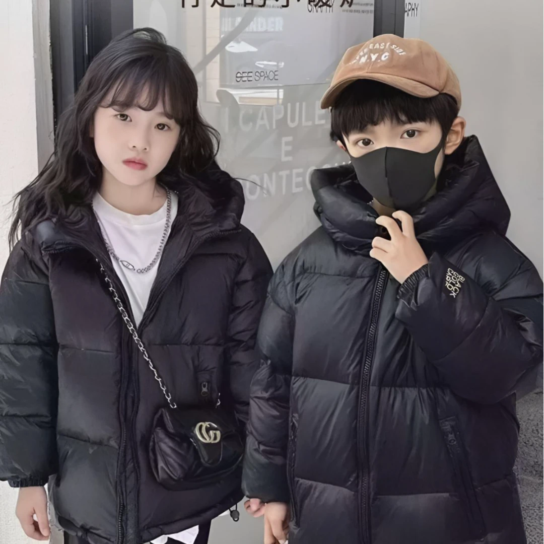 2024新款黑金儿童防寒服男童女童加厚中大童短款防寒服童装