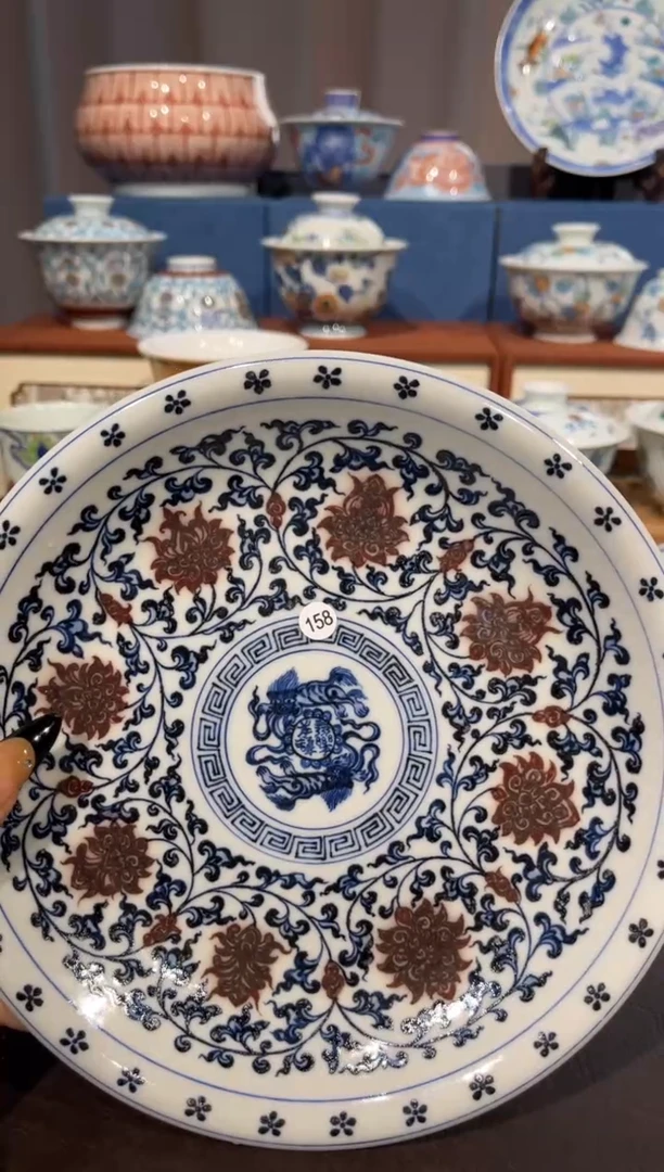 【闪购商品】杯158青花釉里红缠枝莲壶承微瑕