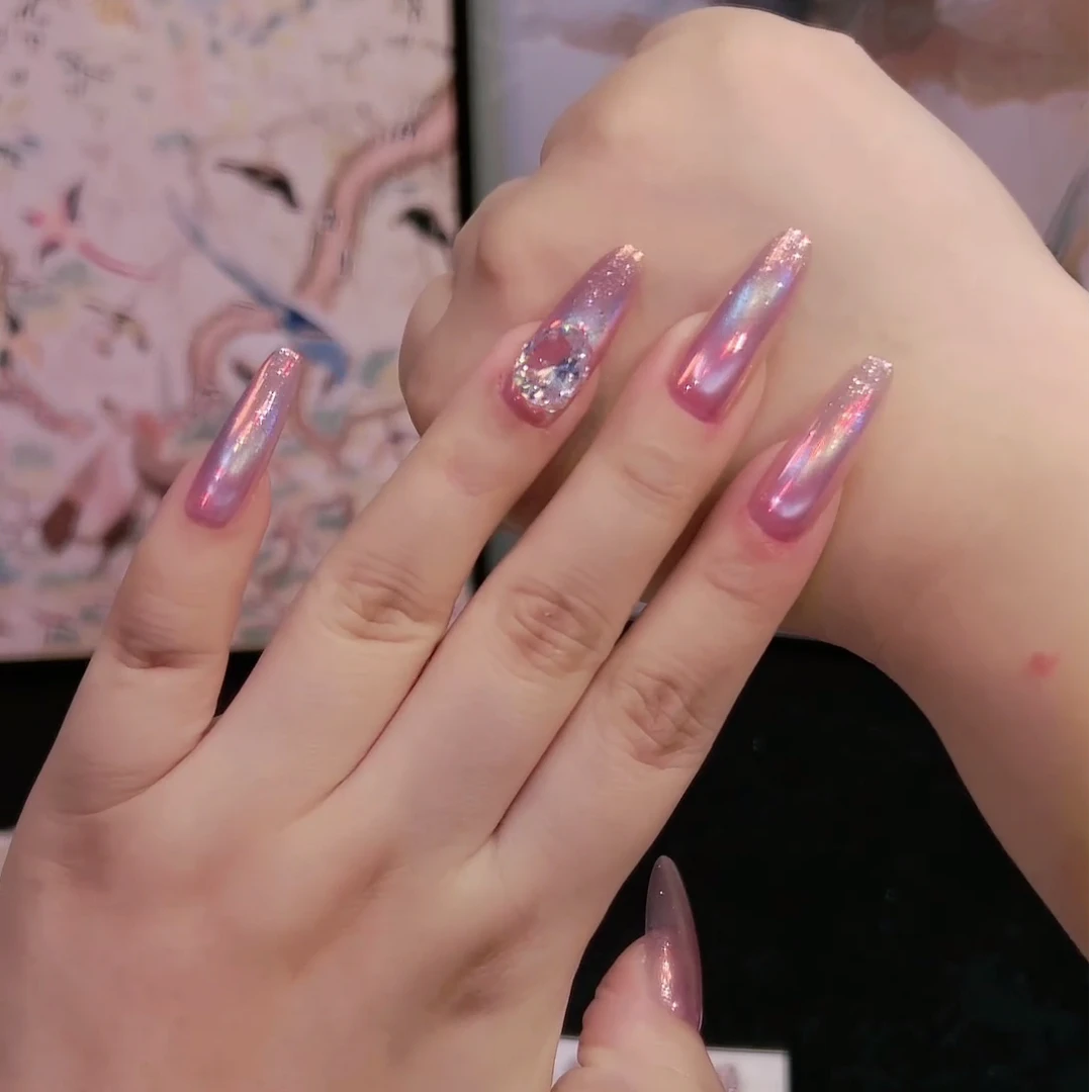 【美人心计12片】玻璃珠追光猫眼手工穿戴甲可拆卸手指甲美甲