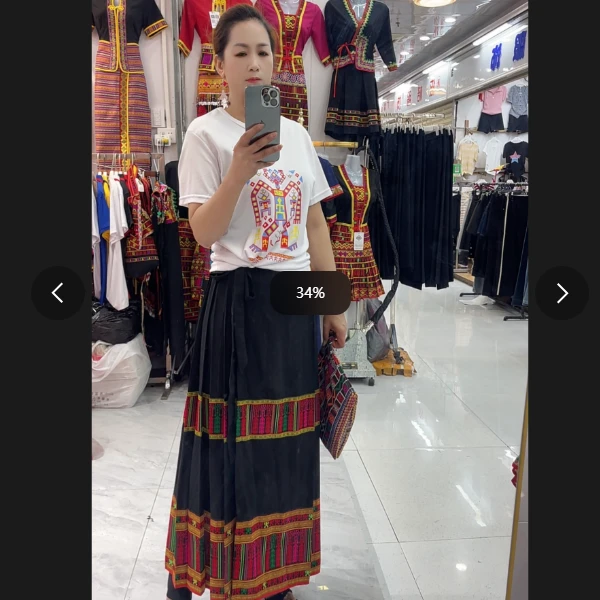 海南黎族服装长黑色宝蓝色马面裙外嫁女聚会服装舞台表演装民族风