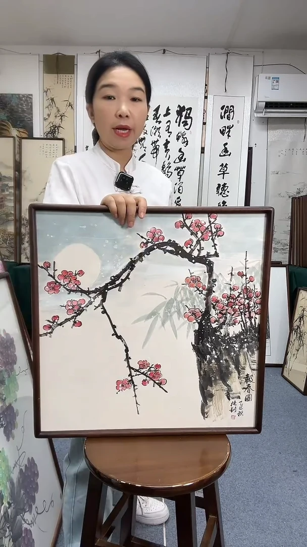 国画52*52实木画框京东包邮手绘