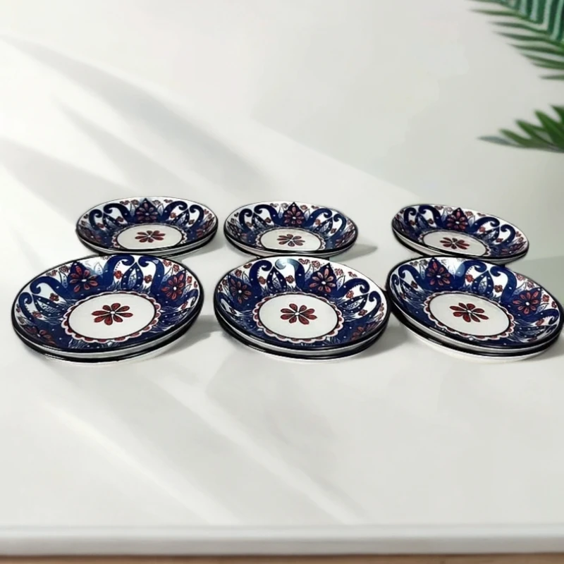 新疆包邮蓝色花12个小盘 banxir tahsisi 陶瓷圆形家用好看