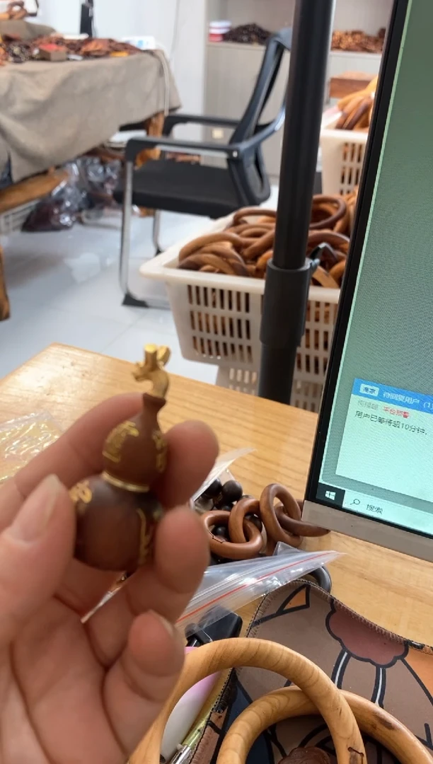 【闪购商品】木枣木开口龙头葫芦描金微瑕一物一拍