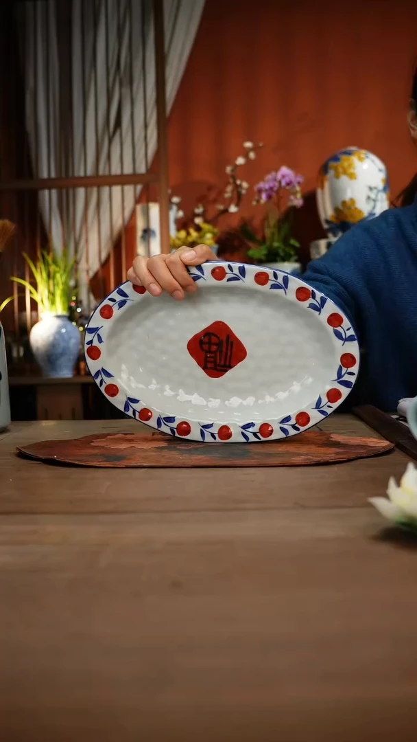 当代高温釉下彩手绘陶瓷餐具