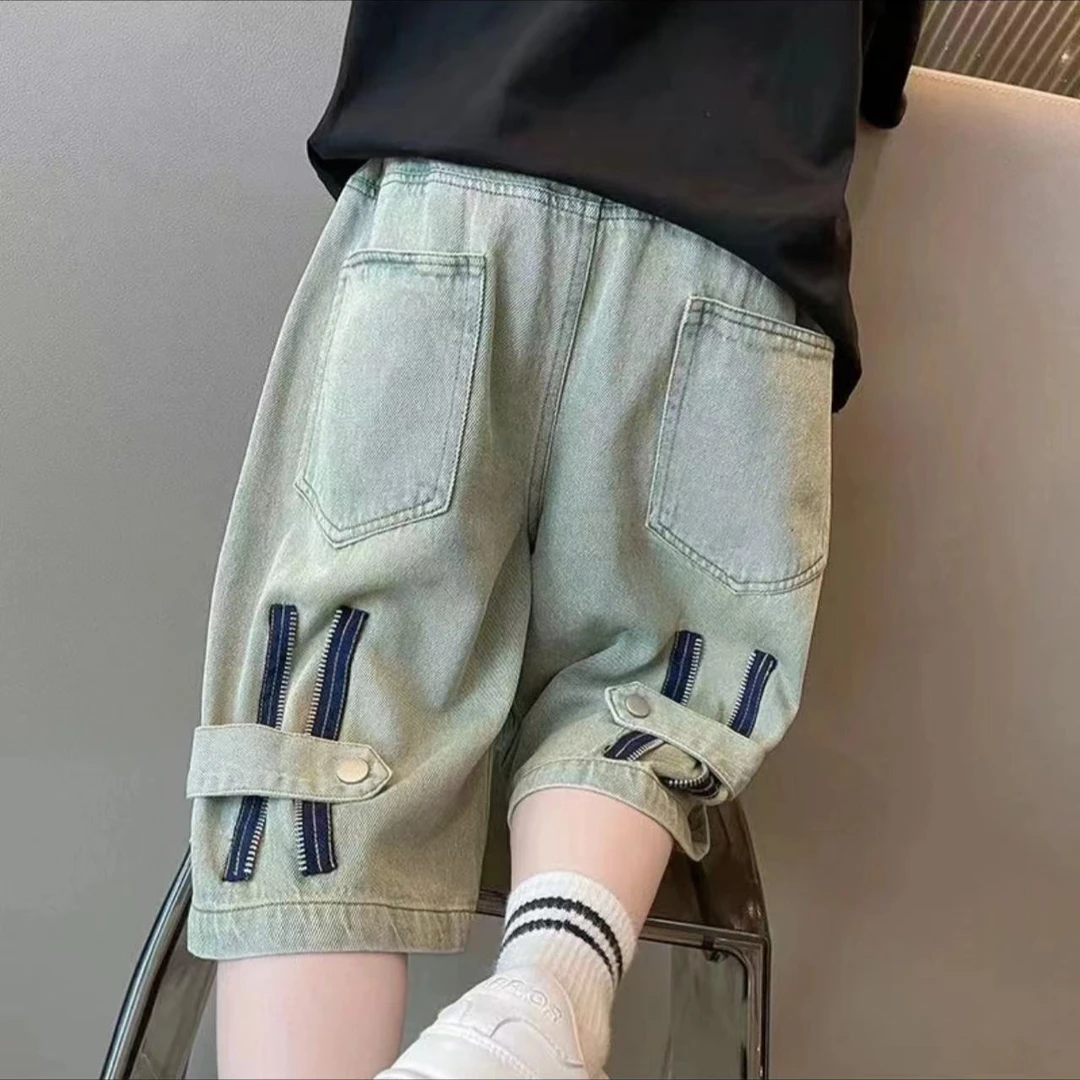 潮流重工拉链男童牛仔短裤中大童百搭薄款夏季00137