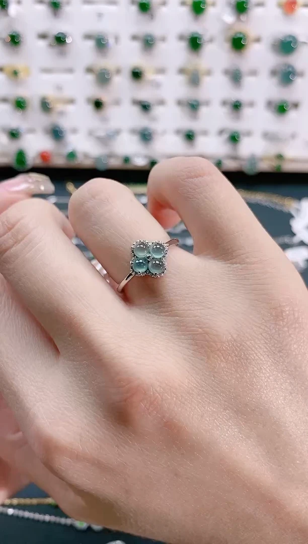 【闪购商品】翡翠戒指银S925镶嵌天然翡翠