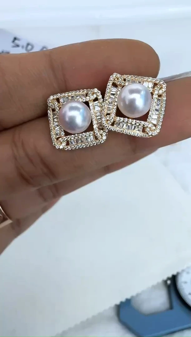 【闪购商品】海水珍珠耳饰银S925镶嵌耳钉