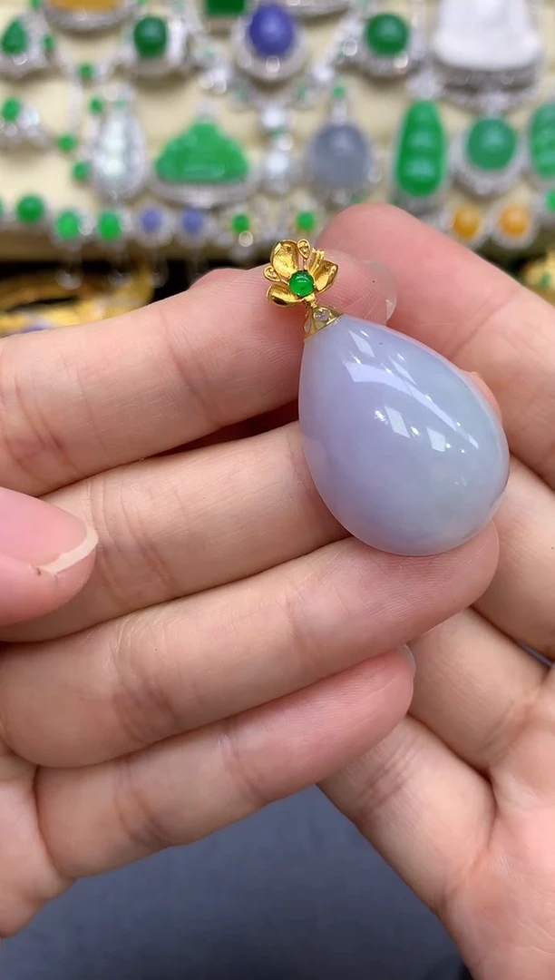 颈饰18K金镶嵌翡翠118-中国好珍宝