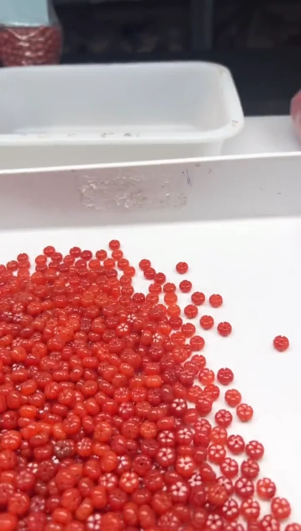 南红玛瑙未镶嵌颈饰W1858满肉南红五瓣花8mm*20颗