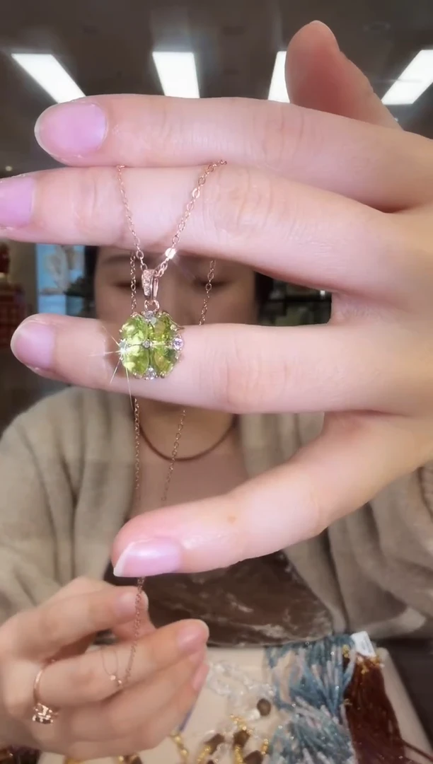 银S925镶嵌项链橄榄石09