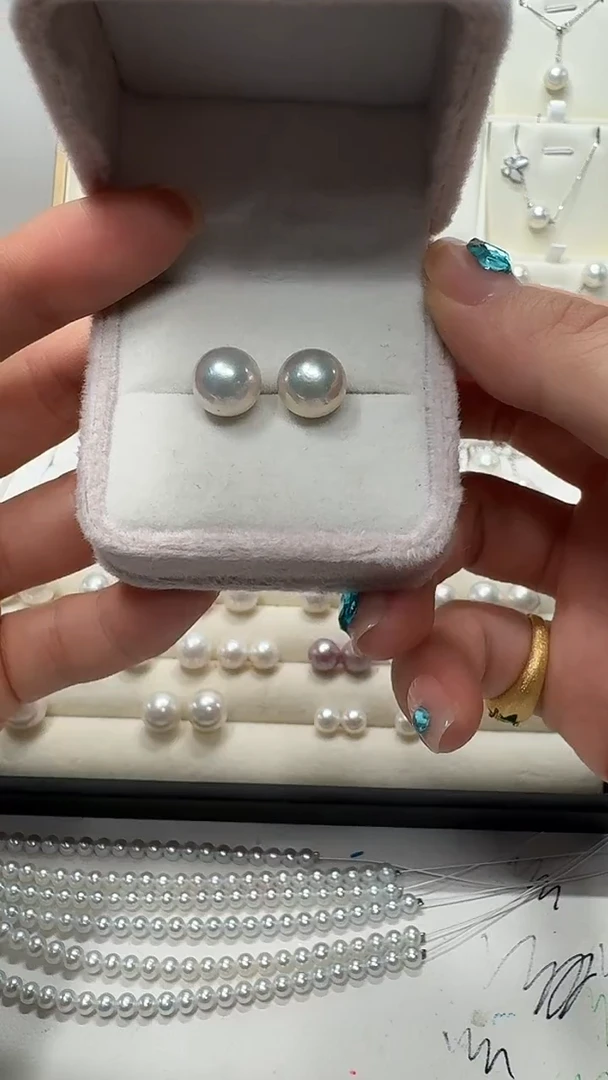 无足银10.1mm正圆对珠耳钉福利不退换