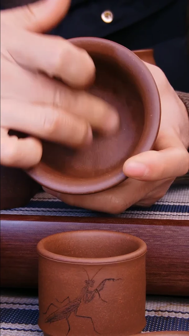 茶杯紫砂英*深井紫泥杯子