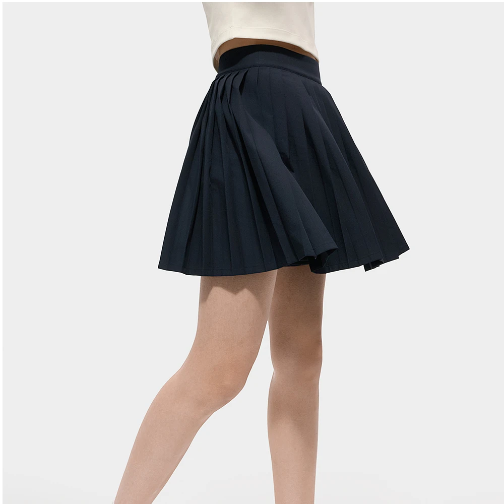 斐乐新款女装夏季显瘦显腿长不规则透气短款百褶梭织裙T11W535803