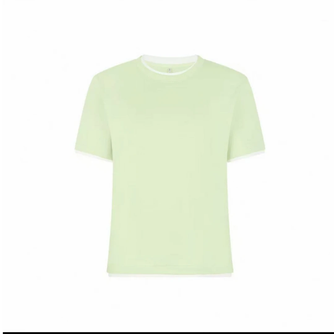 TY/-高光线T恤 拉架描边圆领正肩短袖*As 2001