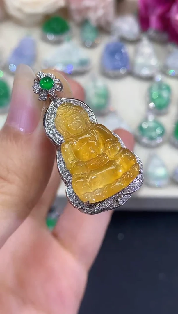 吊坠(不含链)18K金镶嵌翡翠B161