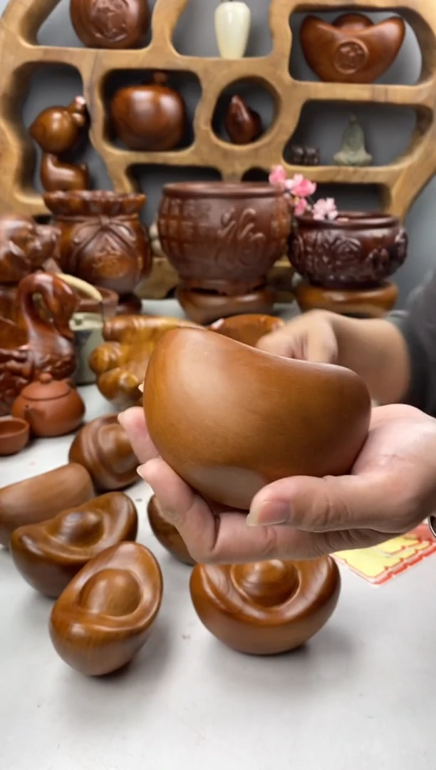 香樟木A7小元宝摆件/尺寸