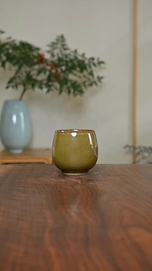 暖心杯 矿石釉 微瑕 朱家汝窑款