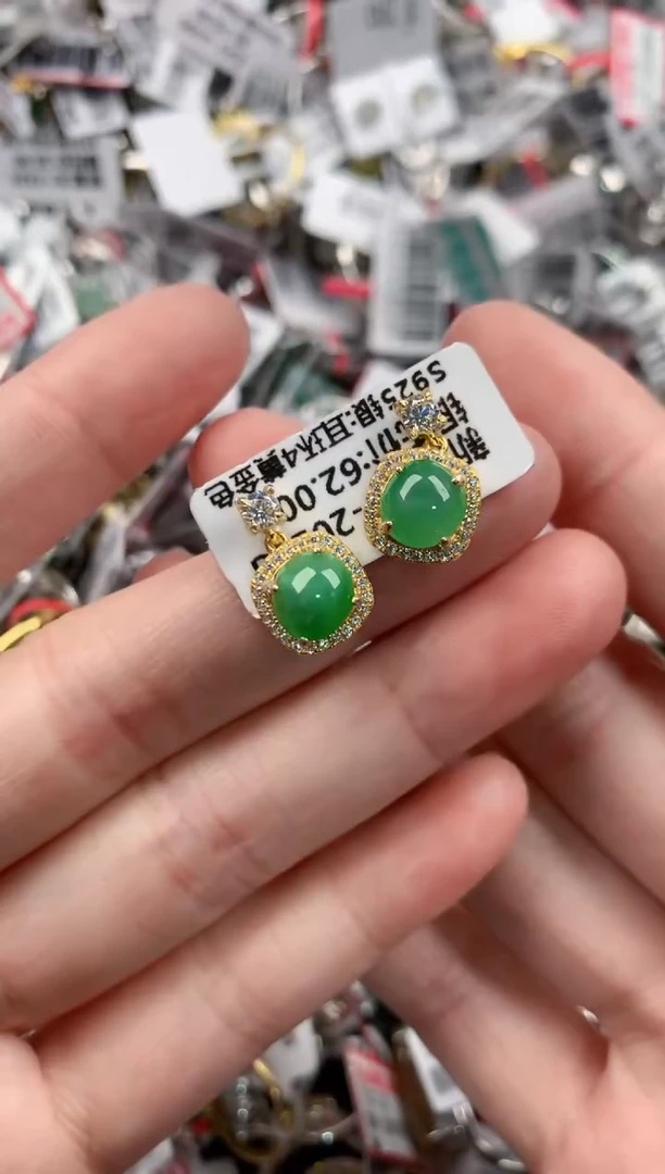 银S925镶嵌戒指翡翠666---3
