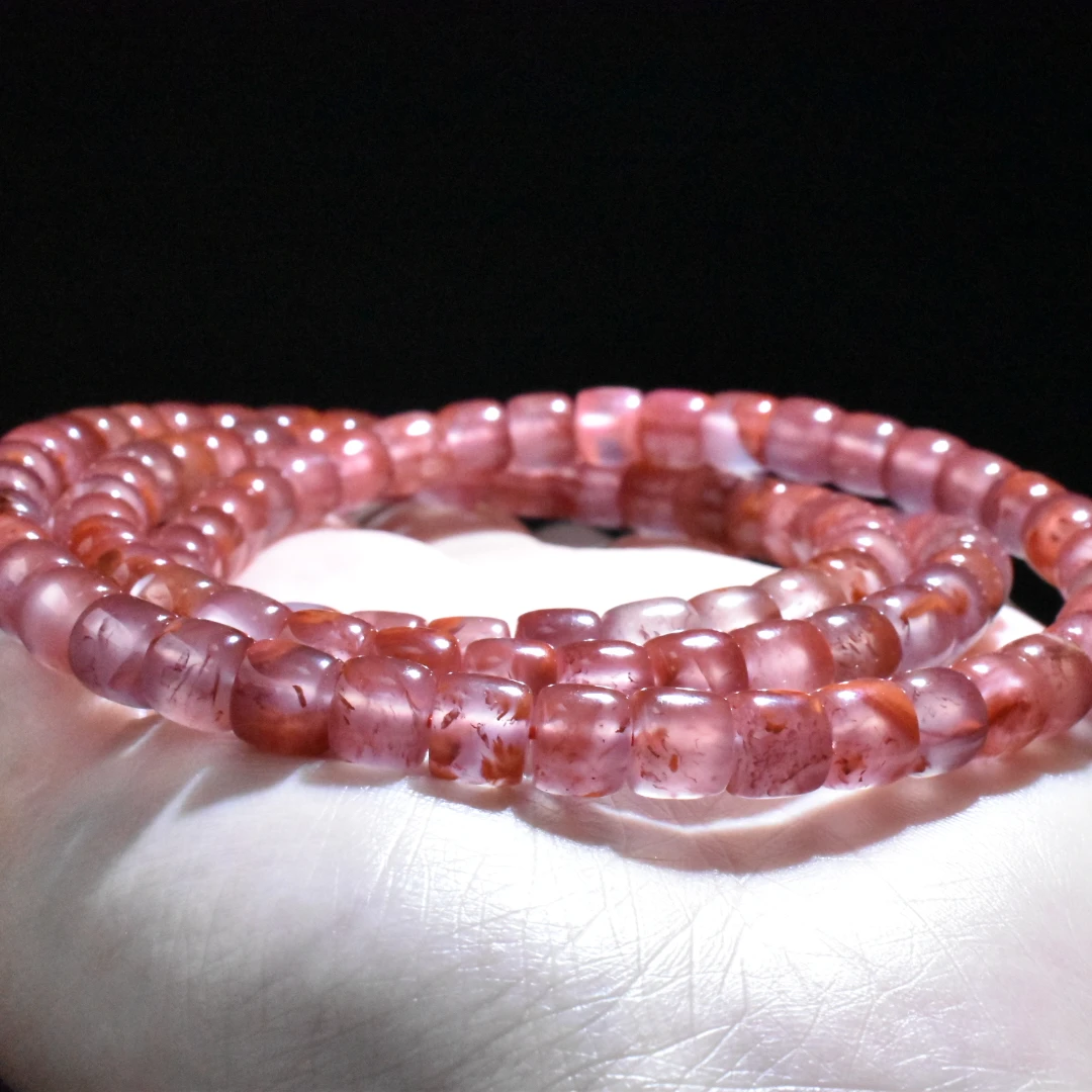 【一九珠宝】卡7mm南红瓦西飘花直切长链-多样性发一件  YJ720-1