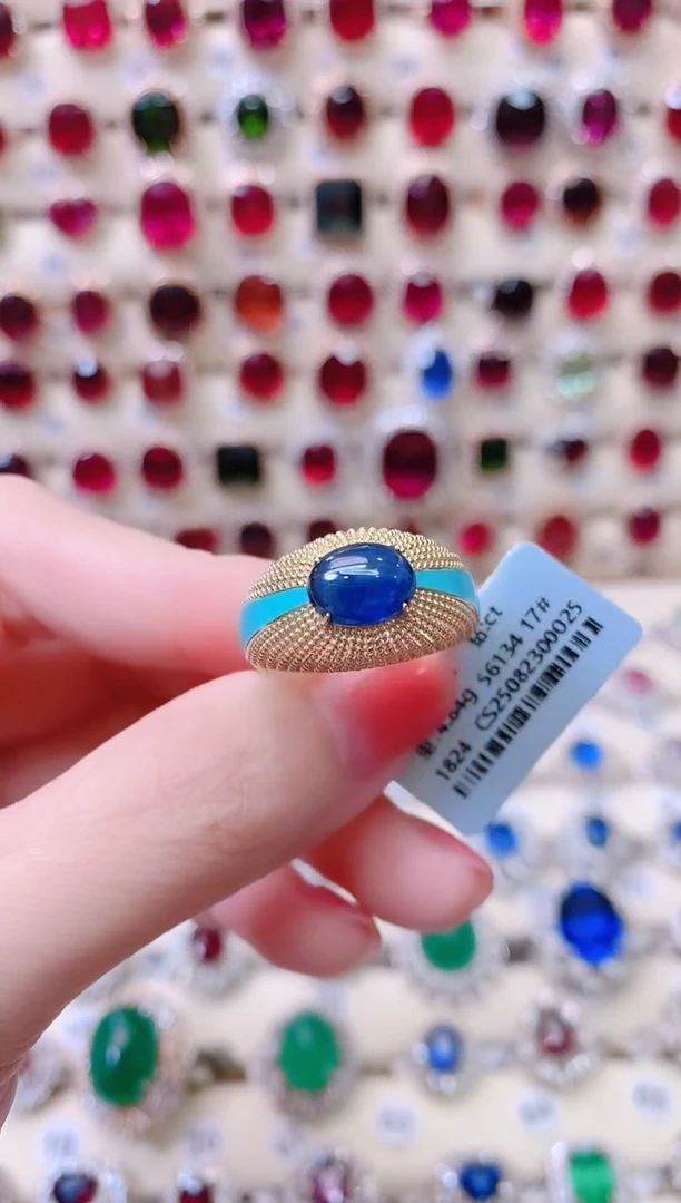 18K金戒指蓝宝石18K金镶嵌1