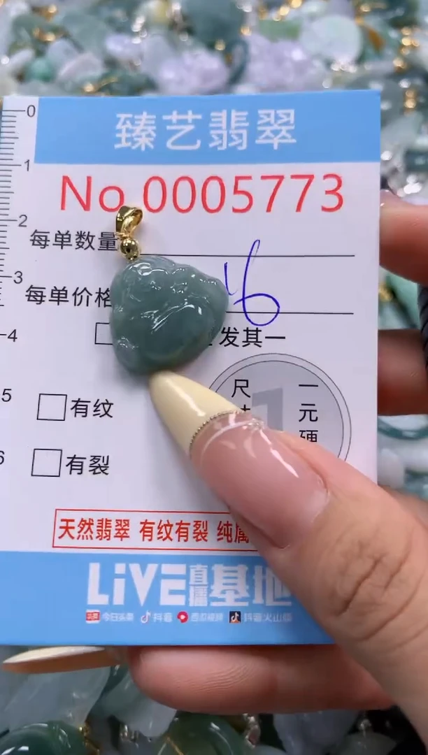翡翠未镶嵌颈饰含绳0005773