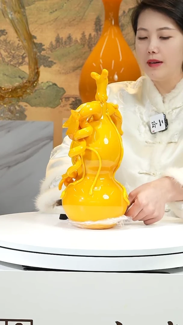 手工艺品琉璃鸡油黄葫芦