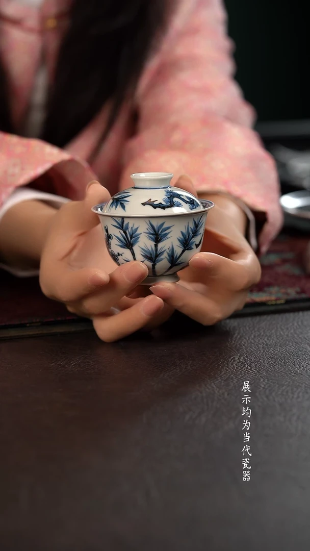 雲山敬古松竹梅小宝宝盖碗