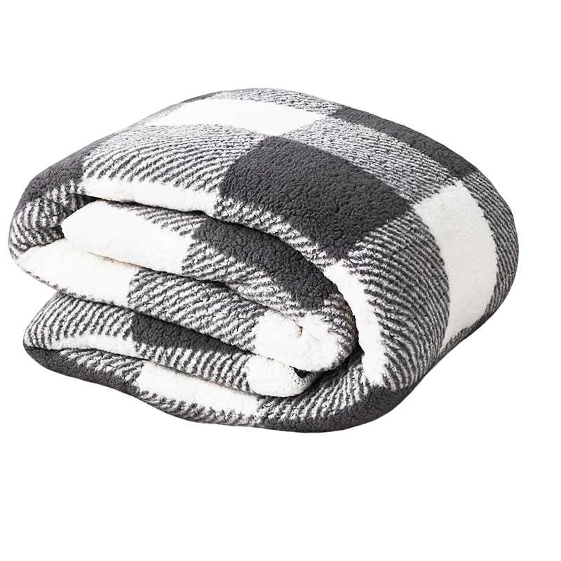 【灰白格】毛毯加厚冬季盖毯办公室午睡毯空调床单法兰珊瑚绒沙发毯