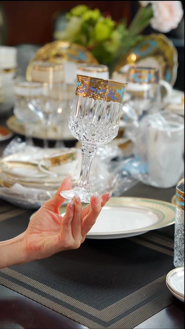 瓷片高脚玻璃杯1个  福利价