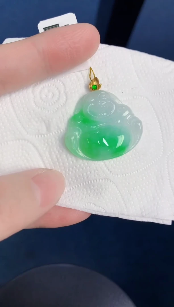 颈饰18K金镶嵌翡翠天然翡翠缅甸A货