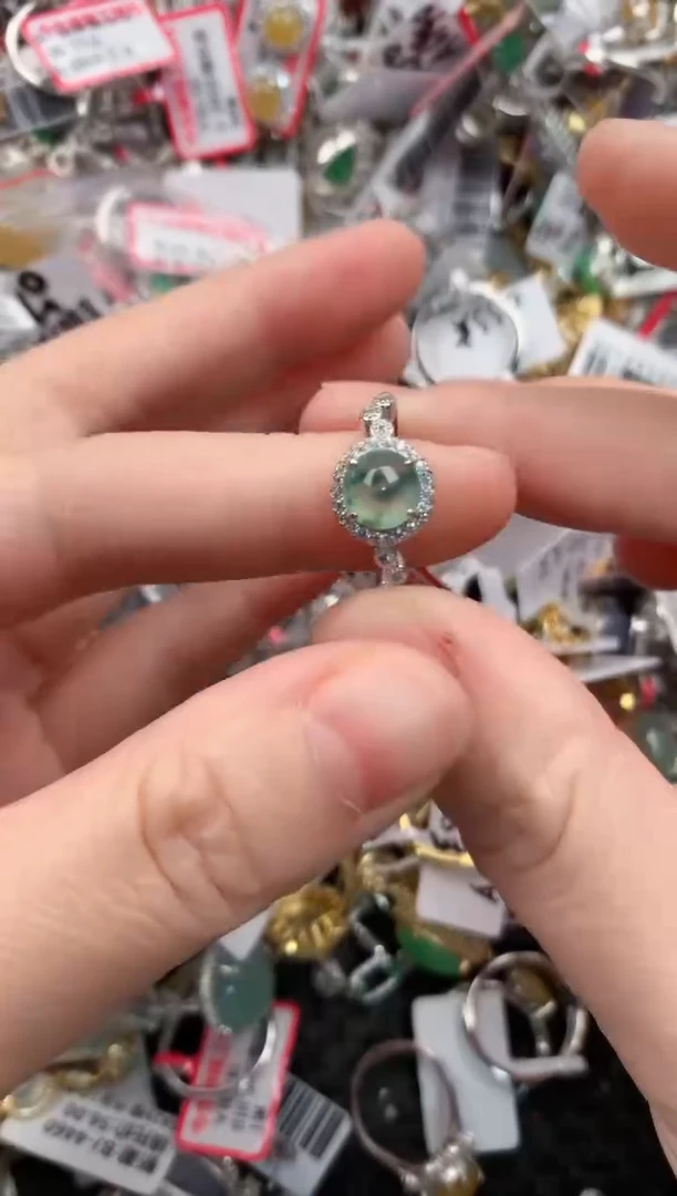 银S925镶嵌戒指翡翠2222----2