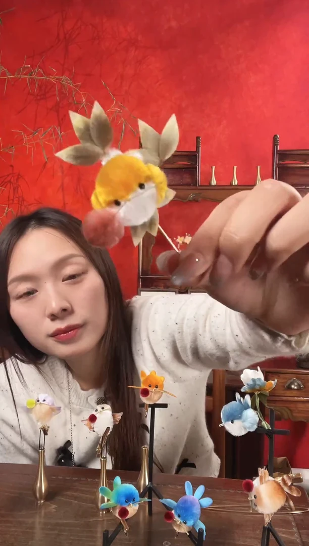 铜合金无非遗绒花发夹