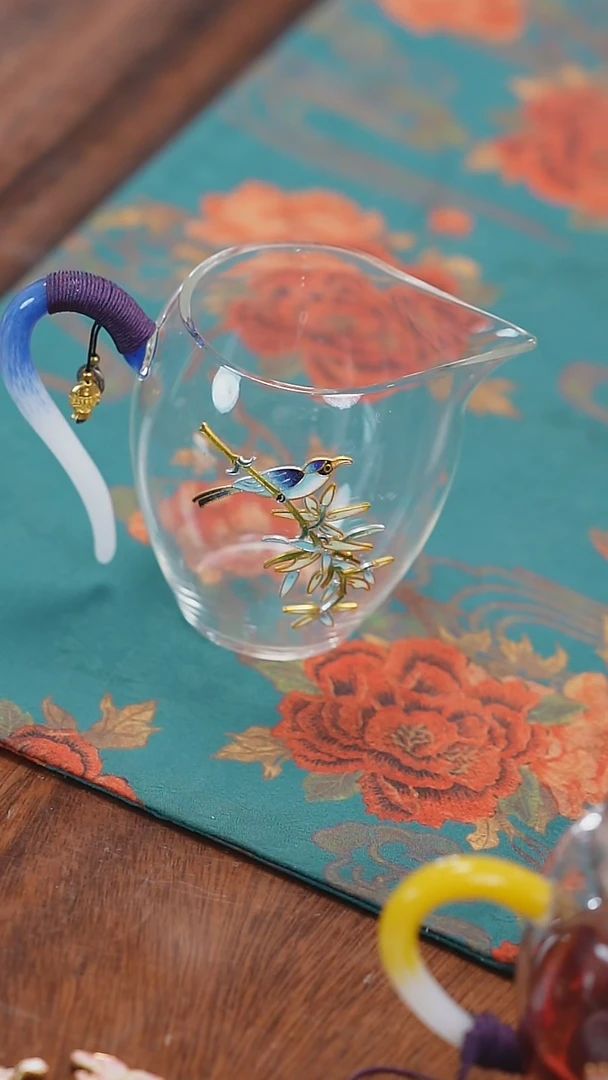 【闪购商品】景泰蓝蓝色把柄喜鹊报竹款